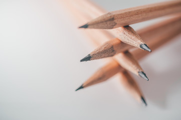 stacked pencils for teamwork concept background.