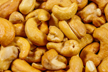 Background of roasted cashew nuts