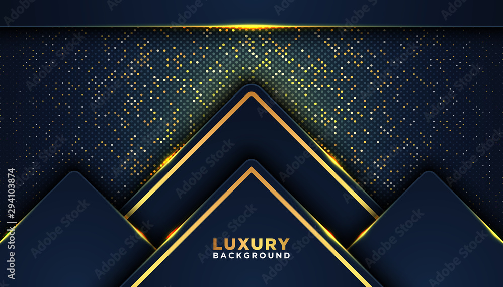Aufkleber dark abstract background with black overlap layers. texture with golden effect element decoration. l
