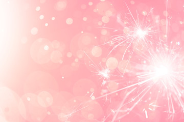 Fototapeta na wymiar Pink Fireworks with Abstract bokeh background