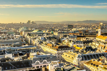 Vienna city view from St Stephen’s Cathedral 