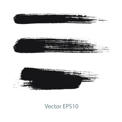 brush strokes watercolor background. Vector black paint