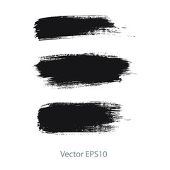 brush strokes watercolor background. Vector black paint