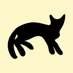 Silhouette of a black cat in a lying position
