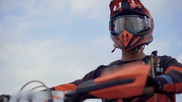 Motocross Pilot Portrait in Slow Motion 