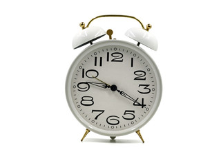 white alarm clock isolated on white background