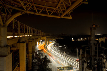 Fototapeta na wymiar night traffic long exposure