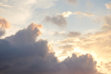 bright sky behind cumulus cloud background for forecast and meteorology concept