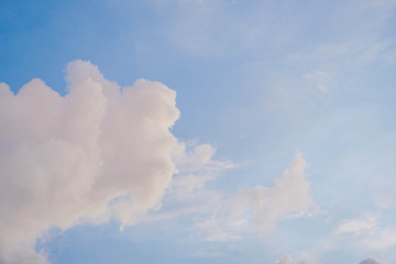soft beautiful of cumulus cloud in morning on blue sky background for forecast and meteorology...