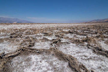 Salt Flat in Badwater Basin in Death Valley National Park (One of hottest places in the world), California , USA.