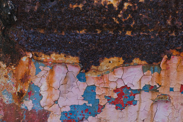 Blue,red and pink metal background,Rusty metal background