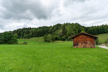 Fototapeta na wymiar Hütte auf Weide 