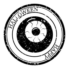 Halloween Stamp Postal. Eye Silhouette Seal. Passport Round Design. Vector Icon. Design Retro Travel.