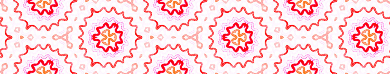 Pink red Seamless Border Scroll. Geometric Waterco