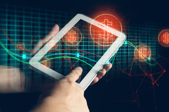 businessman hand finger touch on screen smartphone device for connecting to social network internet digital data security cloud storage ai, system and  crypto currency financial money risk concept