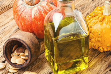 Bottle of pumpkin oil