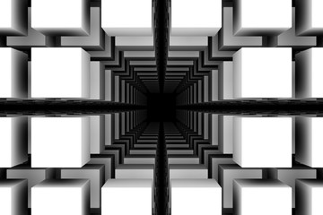Schwarzes Loch Boxen Konzept weißer abstrakter Hintergrund 3D-Darstellung © profit_image