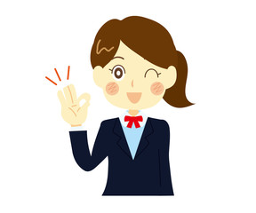 許可する女性、女子高生　ウインク