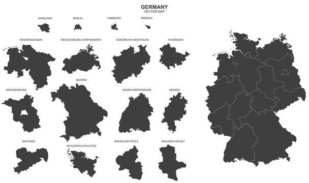political map of Germany isolated on white background
