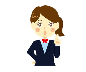 注意警告する女性、女子高生