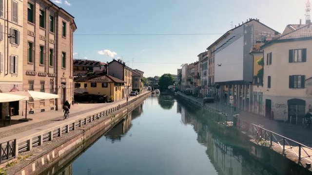 Summer Morning in Milan Navigli - Ripa di Porta Ticinese - Naviglio Grande Canal