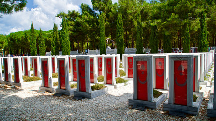 Graves and monuments of soldiers who died in 1915 Canakkale war