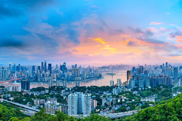 Obraz na płótnie Canvas Sunset cityscape and skyline in Chongqing