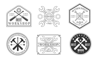 Set of logos for the workshop. Vector illustration.