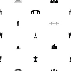 world landmarks seamless pattern background icon.