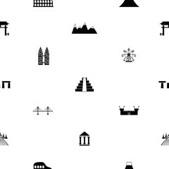 Naklejka premium world landmarks seamless pattern background icon.