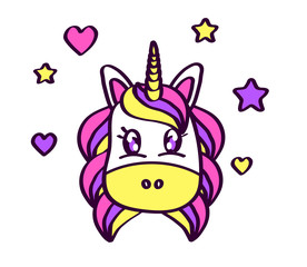 Cute little unicorn on a white background. Vector illustration. 