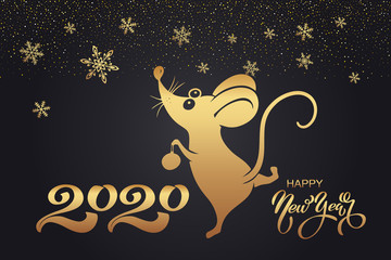 2020 Chinese New Year. Symbol of the year rat or mouse. Holiday concept - postcard or banner. Vector illustration.