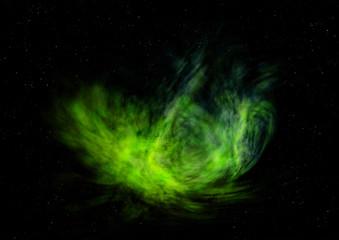 Far being shone nebula and star field. 3D rendering