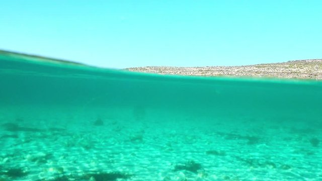  half underwater dome view, slow motion