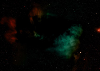 Far being shone nebula and star field. 3D rendering