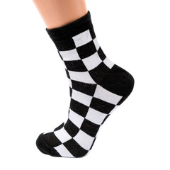 white and black  socks in the cage and stripes or polka dot on a white isolated background