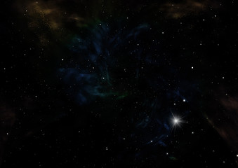 Small part of an infinite star field. 3D rendering