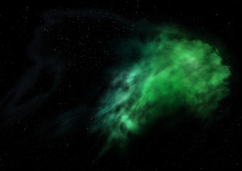 Far being shone nebula and star field. 3D rendering