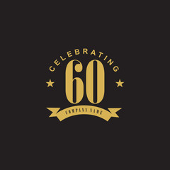 60th years celebrating anniversary icon logo design vector template