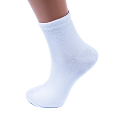 white socks on an isolated white background with funny cartoon character on it