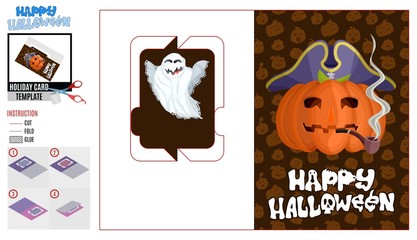 Fototapeta premium greeting card cut holiday halloween pirate pumpkin