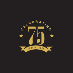 75th years celebrating anniversary icon logo design vector template