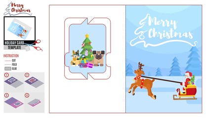 greeting card holiday christmas santa and animals