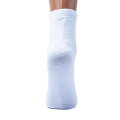 back view of white socks on an isolated white background