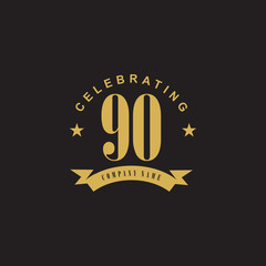 Fototapeta premium 90th years celebrating anniversary icon logo design vector template