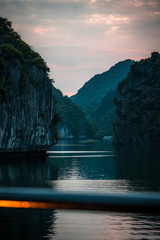 island in the sea at night in Vietnam