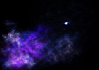 Star field in space and a nebulae. 3D rendering