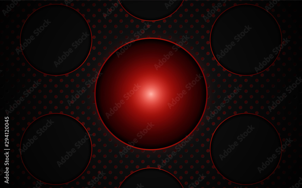 Poster abstract 3d metallic red and black frame layout design tech innovation concept geometric background.