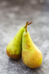 Fresh pears, autumn fruitisolated on gray background with copy space.