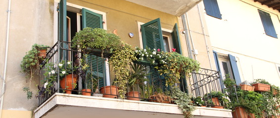 begrünter Balkon in Italien